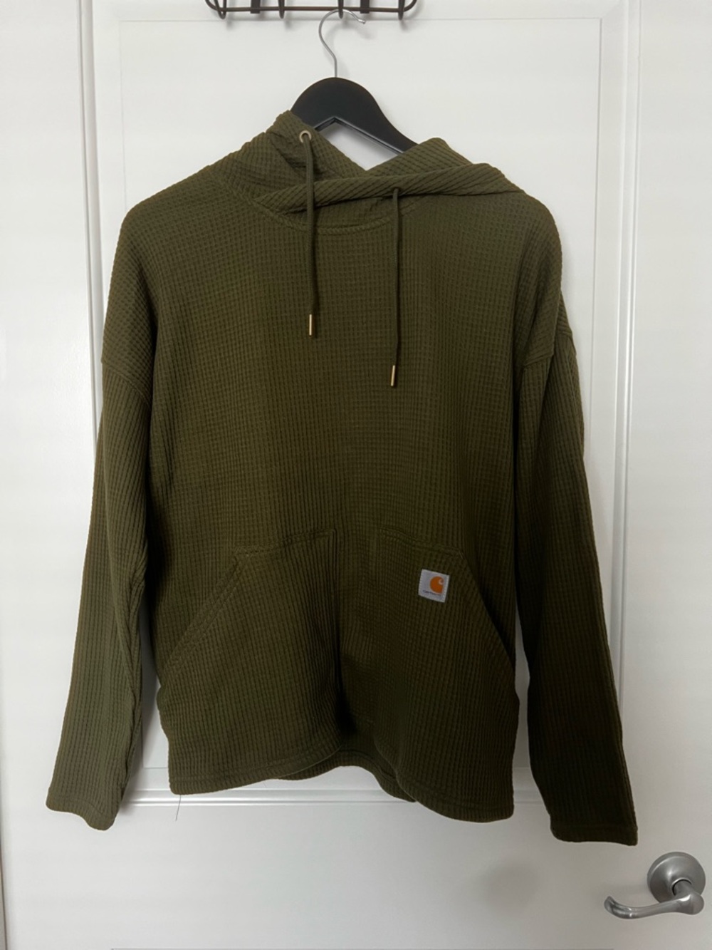 Carhartt Olive Green Waffle-Knit Hooded Shirt